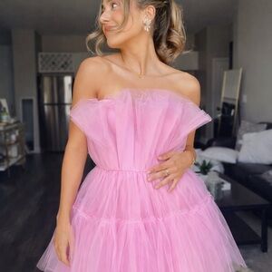 Kikiriki Pink Tulle Strapless Mini Dress Size S Fairycore Party Dress